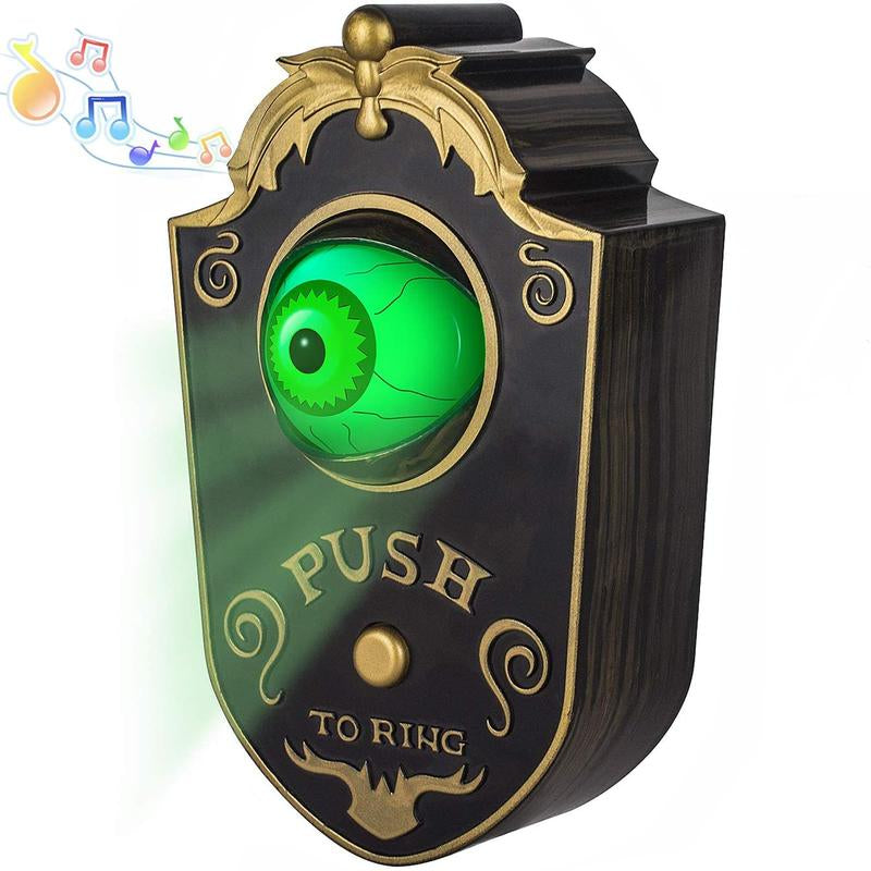 Halloween Scary Doorbell with Animated Eyeball, Light up Haunted House Prop with Spooky Tricky Sounds, Prank Toys Trick or Treat Event Decoration, Scary Party Doorbell for Indoor Outdoor Holiday Perfect Gift Decor
