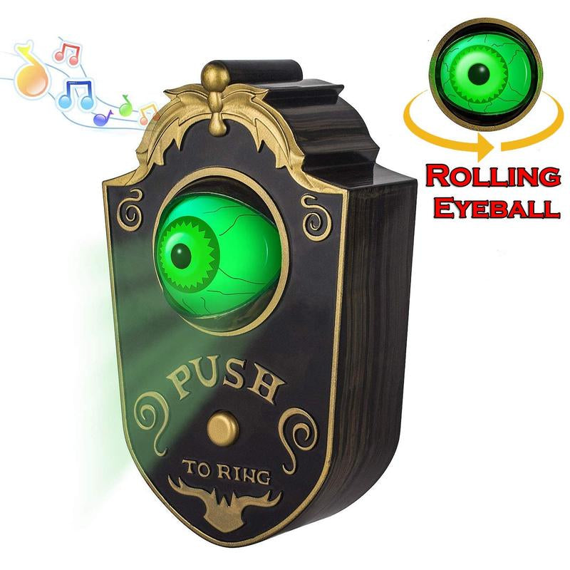 Halloween Scary Doorbell with Animated Eyeball, Light up Haunted House Prop with Spooky Tricky Sounds, Prank Toys Trick or Treat Event Decoration, Scary Party Doorbell for Indoor Outdoor Holiday Perfect Gift Decor